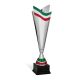 Coppa design argentata con bandiera tricolore h45